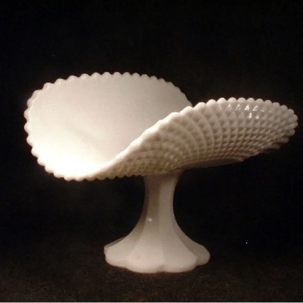 Vintage Milkglass Banana Boat Diamond Pattern
